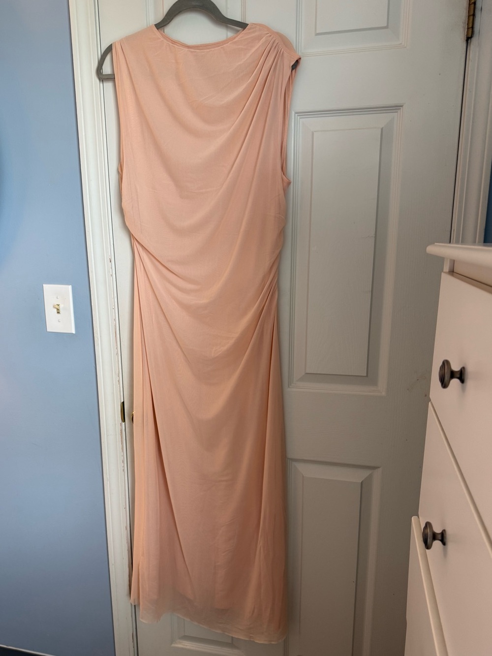 NWT & Other Stories Light Pink Mesh Draped Women’s Midi Dress. Size L.